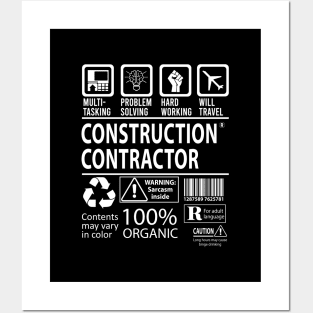 Construction Contractor T Shirt - MultiTasking Certified Job Gift Item Tee Posters and Art